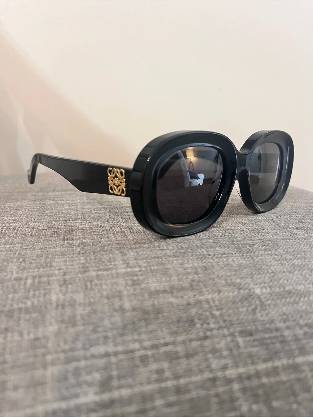 Loewe Glossy Black Rounded Oversized Sunglasses